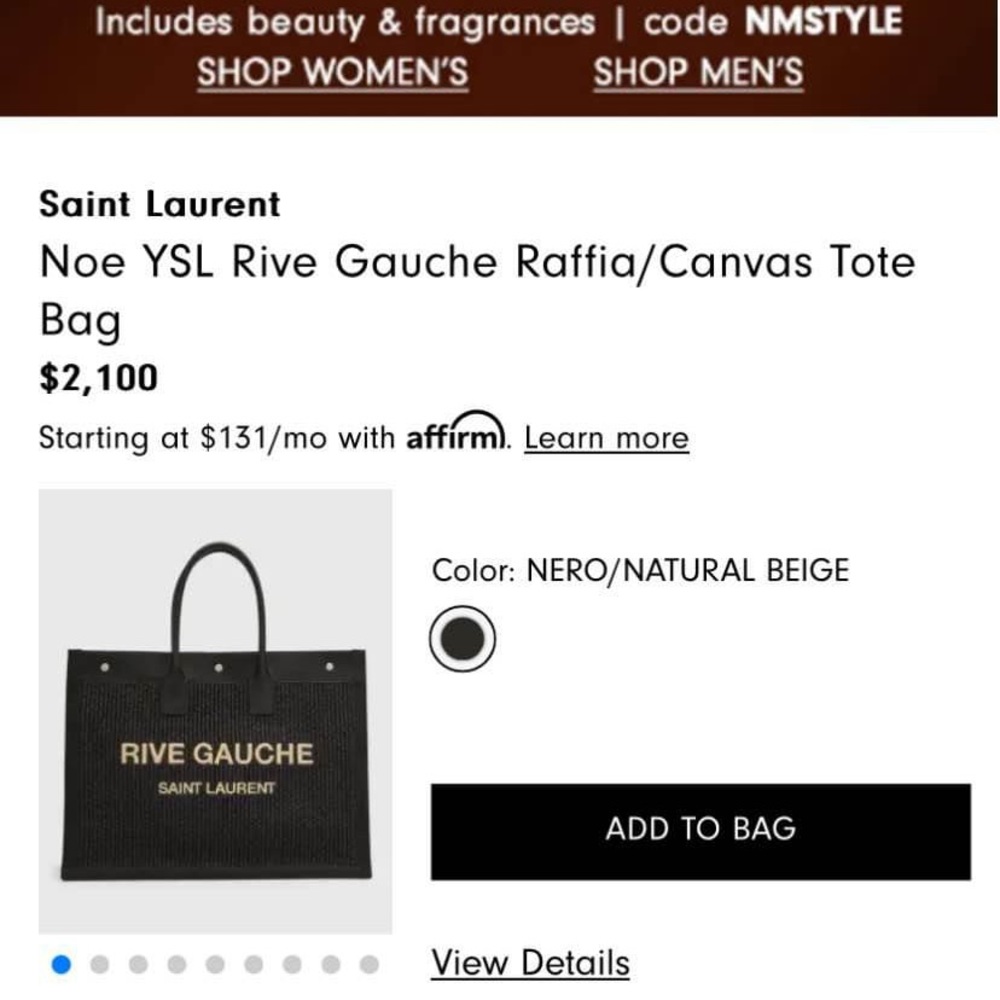 COPY - COPY - Noel YSL Rive Gauche  Canvas Tote